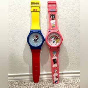 Hello Kitty and Hello Kitty and Friends by Sanrio Wall Watch Clocks Set of 2